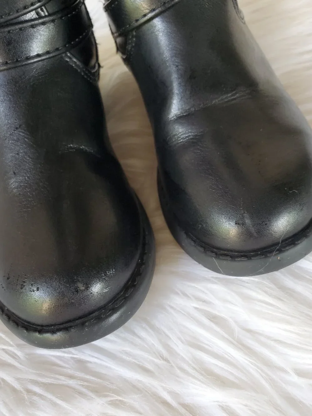 Dream Paris Black Girl's Mid Calf Moto Decorative Buckle Straps Boots SZ 10